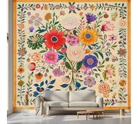 Kioldoq Papier Peint Intissé Motif Fleur, Papier Peint Panoramique Floral Botanique, Stickers Meuble Fleuri Plante Pour Salon Chambre Porte Placard Décoration Murale 400 x 280 cm