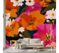 Kioldoq Papier Peint Intissé Motif Fleur, Papier Peint Panoramique Floral Botanique, Stickers Meuble Fleuri Plante Pour Salon Chambre Porte Placard Décoration Murale 200 x 140 cm