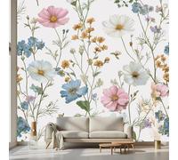 Kioldoq Papier Peint Intissé Motif Fleur, Papier Peint Panoramique Floral Plante, Stickers Meuble Motif Botanique Pour Salon Chambre Porte Placard Décoration Murale 200 x 140 cm