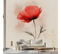 Kioldoq Papier Peint Intissé Motif Fleur, Papier Peint Panoramique Pavot Plante, Stickers Meuble Floral Botanique Pour Salon Chambre Porte Placard Décoration Murale 200 x 140 cm