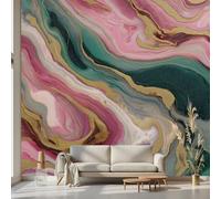 Kioldoq Papier Peint Intissé Peinture Fluide, Papier Peint Panoramique Marbre Esthétique, Stickers Meuble Art Abstrait Pour Salon Chambre Porte Placard Décoration Murale 400 x 280 cm