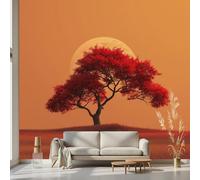 Kioldoq Papier Peint Panoramique Arbre Automne, Papier Peint Adhésif Paysage Naturel, Stickers Intissé Coucher De Soleil, Autocollant Meuble Pour Salon Chambre Cuisine Bureau 350x256 cm