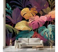 Kioldoq Papier Peint Panoramique Colorés Monstera, Papier Peint Adhésif Motif Botanique, Stickers Intissé Tropical Plante, Autocollant Meuble Pour Salon Chambre Cuisine Bureau 300x210 cm