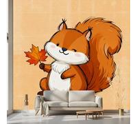 Kioldoq Papier Peint Panoramique Écureuil, Stickers Meuble Mignon Animaux, Papier Peint Autocollant Dessin Animé Autocollant Meuble Pour Salon Chambre Decoration Cuisine 450x315 cm