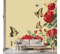 Kioldoq Papier Peint Panoramique Floral Botanique, Stickers Meuble Motif Fleur, Papier Peint Autocollant Fleuri Papillon Autocollant Meuble Pour Salon Chambre Decoration Cuisine 450x315 cm