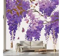 Kioldoq Papier Peint Panoramique Glycine Papillon, Stickers Meuble Motif Fleur, Papier Peint Autocollant Floral Botanique Autocollant Meuble Pour Salon Chambre Decoration Cuisine 450x315 cm