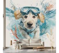 Kioldoq Papier Peint Panoramique Mignon Animaux, Stickers Meuble Dessin Animé, Papier Peint Autocollant Chien Chiot Autocollant Meuble Pour Salon Chambre Decoration Cuisine 450x315 cm