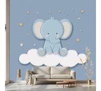 Kioldoq Papier Peint Panoramique Mignon Animaux, Stickers Meuble Éléphant Étoiles, Papier Peint Autocollant Dessin Animé Autocollant Meuble Pour Salon Chambre Decoration Cuisine 450x315 cm