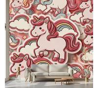 Kioldoq Papier Peint Panoramique Mignon Licorne, Stickers Meuble Cheval Animaux, Papier Peint Autocollant Dessin Animé Autocollant Meuble Pour Salon Chambre Decoration Cuisine 450x315 cm