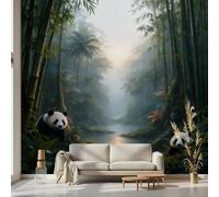 Kioldoq Papier Peint Panoramique Mignon Panda, Stickers Meuble Bambou Arbre, Papier Peint Autocollant Tropical Botanique Autocollant Meuble Pour Salon Chambre Decoration Cuisine 100x70 cm