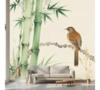 Kioldoq Papier Peint Panoramique Moineau Bambou, Stickers Meuble Animaux Feuille, Papier Peint Autocollant Oiseau Botanique Autocollant Meuble Pour Salon Chambre Decoration Cuisine 450x315 cm