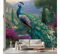 Kioldoq Papier Peint Panoramique Oiseau Botanique, Stickers Meuble Paon Animaux, Papier Peint Autocollant Motif Fleur Autocollant Meuble Pour Salon Chambre Decoration Cuisine 450x315 cm