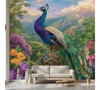 Kioldoq Papier Peint Panoramique Paon Animaux, Stickers Meuble Oiseau Botanique, Papier Peint Autocollant Motif Fleur Autocollant Meuble Pour Salon Chambre Decoration Cuisine 450x315 cm