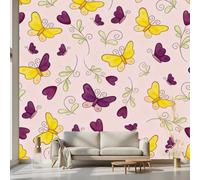 Kioldoq Papier Peint Panoramique Papillon Cœur, Stickers Meuble Animaux Amour, Papier Peint Autocollant Feuille Plante Autocollant Meuble Pour Salon Chambre Decoration Cuisine 100x70 cm