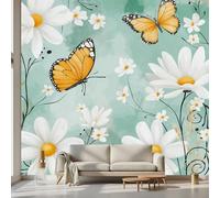 Kioldoq Papier Peint Panoramique Papillon Floral, Stickers Meuble Marguerite, Papier Peint Autocollant Motif Fleur Autocollant Meuble Pour Salon Chambre Decoration Cuisine 450x315 cm