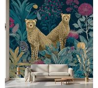 Kioldoq Papier Peint Panoramique Sauvage Animaux, Stickers Meuble Tropical Léopard, Papier Peint Autocollant Feuilles De Palmier Autocollant Meuble Pour Salon Chambre Decoration Cuisine 450x315 cm