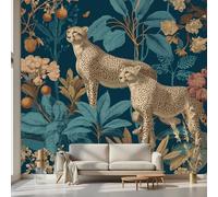 Kioldoq Papier Peint Panoramique Tropical Léopard, Stickers Meuble Sauvage Animaux, Papier Peint Autocollant Feuilles De Palmier Autocollant Meuble Pour Salon Chambre Decoration Cuisine 450x315 cm