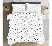 Kioldoq Pois Point Parure De Lit Fermeture Éclair, Noir Et Blanc Housse De Couette Microfibre, Moderne Simplicité Linge De Lit 155x220 cm 1 Personne 3 Pièces avec 2 Taies d'oreiller 65x65 cm