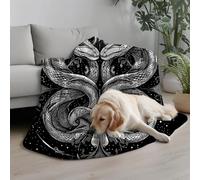 Kioldoq Serpent Animaux Plaid Canapé 150x200 cm, Ciel Étoilé Couverture Polaire, Noir Et Blanc Jeté De Canape Ete, Plaid Fourrure Douce 2 Persornes, Couverture Chaude Pique Nique