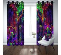 Kioldoq Squelette Gothique Rideau Opaque Chambre 140x225cm, Tête De Mort Draperies A Oeillets Occultants, Rideau Brise Vue Jour des Morts Rideaux Thermiques Isolants Anti Froid Et Chaleur