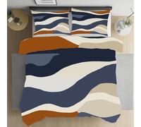 Kioldoq Vagues Simplicité Housse De Couette Adulte, Art Abstrait Parure De Lit Fermeture Eclair, Paysage Naturel Linge De Lit 200 x 200 cm Microfibre 2 Personne 3 Pièces avec 2 Taies D'oreillers