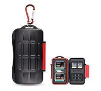 Kiorafoto 28 Slots Water-Resistant SD CF MSD Memory Card Holder Storage Case Protector Wallet for 4 CF & 8 SD SDHC SDXC & 16 TF Micro SD Cards, with Carabiner + Card Tray Removal Eject Pin Key