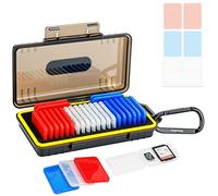 Kiorafoto Lot de 24 Porte-Cartes Mémoire en Plastique Transparent pour 24 Cartes SD SDXC SDHC et 24 Cartes TF, Résistant à l'eau, Anti-Chocs, Carte SD MicroSD avec Étiquettes