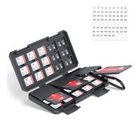 Kiorafoto Porte Carte SD avec 3 Amovibles Rangement Carte Mémoire, Stockage de 110 Cartes avec 36 SD SDXC SDHC et 74 TF Micro SD, Résistant à l'eau Etui Carte SD avec Étiquettes Gratuites, Portable