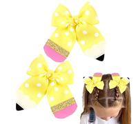 Kioriur Arc À Cheveux Crayon, Pince À Cheveux Crayon | 2pcs Dot Crayon Nœuds Pour Cheveux,Pinces À Cheveux Pour Le Premier Jour D'École, Accessoires Pour Cheveux Des Élèves De La