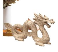 Kioriur Sculpture de dragon chinois - Statue de dragon sculptée à la main - Figurine de dragon en bois couleur pêche artistique de 10 cm - Dragon du zodiaque - Sculpture de dragon - Sculpture de