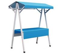 Kiosque de marché pliable pour les fermiers - Chariot polyvalent bleu pour gâteaux, fruits, fleurs et friperie - 150 cm - Cabine d'extérieur pour festivals et plages