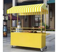 Kiosque mobile pliable avec auvent, Présentoir De Marché Aux Fleurs, Chariot De Stand De Vendeur Portable, Chariot à Hot-Dogs/Glaces pour Entreprises(Yellow,120cm/47.2in)