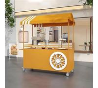 Kiosque mobile pliable avec auvent, Présentoir De Marché Aux Fleurs, Étal De Marché Chariot Commercial Mobile, pour Vendeur Ambulant De Nourriture(Orange,120cm/47.2in)