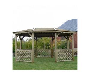 Kiosque Pavilion octogonal - SOLID - En bois de pin traité - 445,8x340,9cm - Marron