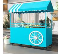 Kiosque Pliable Avec Auvent, Prèsentoir Mobile Avec Auvent À Hot-dogs, Chariots De Marché Mobiles Commerciaux En Fer Faciles À Monter(Blue,120cm/47.2in)