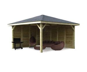 Kiosque SOLID COMBINATION - Pin du nord certifié - 437x347cm avec simple paroi