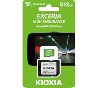 KIOXIA EXCERIA HIGH ENDURANCE - Carte mémoire flash (adaptateur microSDXC vers SD inclus(e)) - 512 Go - A1 / Video Class V30 / UHS-I U3 / Class10 - microSDXC UHS-I G