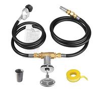 Kipebep Kit de Connexion de BrûLeur, Remplacement Du Foyer au Propane avec de CléS de Soupape de Commande de 1/2 Pouce, Tuyau de RéGulateur de Pression RéGlable