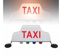 KIPEKE Enseigne De Taxi LED, Enseigne De Toit De Taxi avec 4 Lumières Auxiliaires, Enseigne Lumineuse De Toit De Cabine De Taxi Magnétique 12 V, Étanche, Ampoules De Taxi pour Tous Les Véhicules