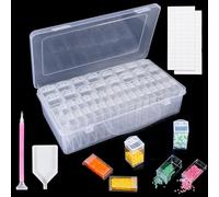 Kiperline Diamond Painting Boîtes De Rangement, 48 Pièces Diamond Painting Accessoires avec 128 Étiquettes pour Diamants, Perles Et Autres Accessoires De Bricolage
