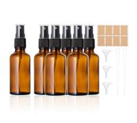Kiperline Flacon Spray Vide Verre 50ml, Lot de 6 flacons pulvérisateurs vides bouteilles en verre marron Kit avec entonnoir, pipettes et étiquettes pour Parfum,Huiles Essentielles