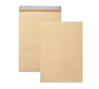 Kiperline Lot 50 enveloppes DIN C4 Marron 229 x 324 mm 90 g Grande enveloppe sans fenêtre scellement droit fermeture adhésive