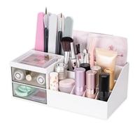 Kiperline Organisateur de maquillage avec petits tiroirs, Blanc rangement make up pour coiffeuse, salle de bain, bureau