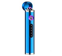 KIPIDA Briquet Électrique Arc Tournant Portable avec Indicateur de Batterie, Anti-Vent USB Rechargeable sans Gaz, pour Camping Bougies Cuisine Cigarette (Blue)