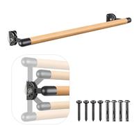 Kipika Barre de Ballet Murale Traditionnelle en Bois Massif, Barre d'étirement/de Danse pour équipement de Danse à Domicile, Support en Métal Durable, Réglage de la Hauteur, 90 cm de Long, 3,8 cm de