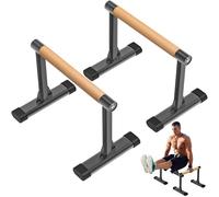 Kipika Barres de parallettes, barres de pompes et barre de dips en bois avec poignées en hêtre, équipement de fitness sans roche pour béquille, L-Sit, gymnastique et musculation, capacité de 272,2 kg