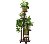 kiplant Support de plantes d'intérieur à roulettes, 5 niveaux, en bambou, pour plantes d'intérieur, support d'angle pour fenêtre, jardin, balcon, salon, extérieur