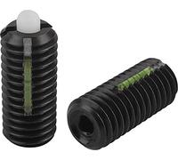 Kipp 03051-10 Lot de 10 pistons à ressort en acier avec pression standard, longue durée, style broche, douille hexagonale, métrique, broche POM, finition oxyde noir, filetage M10