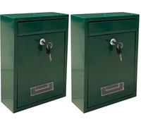 Kippen 10006AG - Boîte aux Lettres modèle Mail de Couleur Verte. Dimensions : 320 x 215 x 90 mm. (Lot de 2)