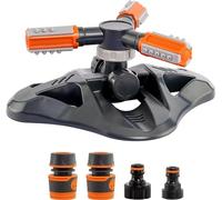Kippen 6142X - Arroseur de Jardin à 3 Bras avec Rotation Automatique à 360° + raccords à greffage Rapide